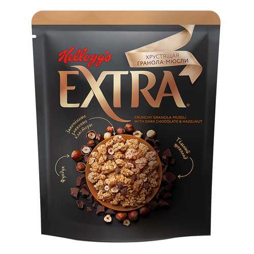 Гранола-мюсли хрустящая Kellogg's Extra с темным шоколадом и фундуком 300 г в Спар