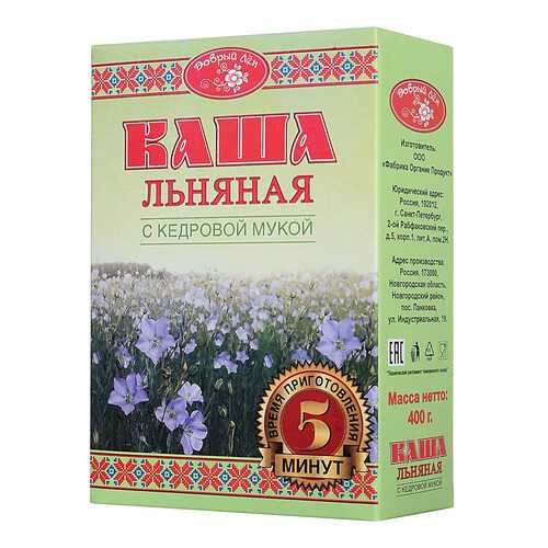 Каша Добрый Лен льняная с кедровой мукой 400 г в Спар
