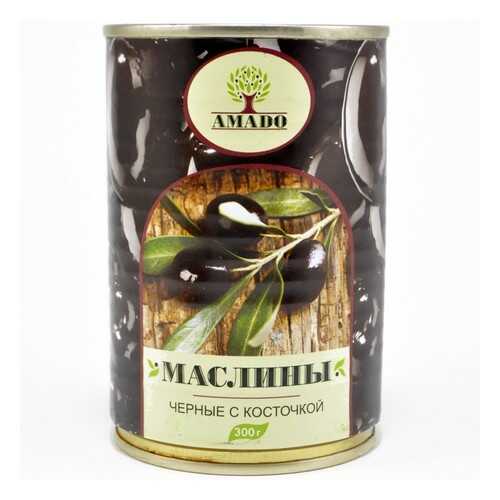 Маслины черные Amado с косточкой 300 г в Спар
