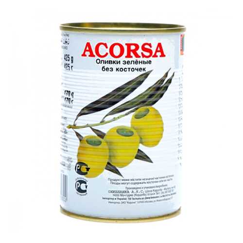 Оливки Acorsa зеленые крупные без косточки 425 г в Спар