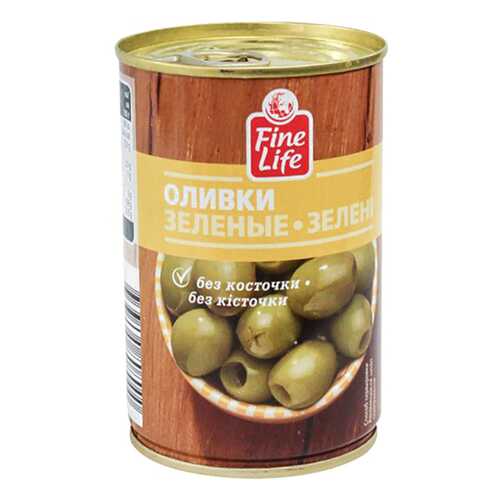 Оливки Fine Life зеленые без косточки 300 г в Спар