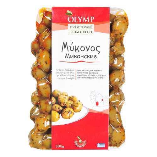 Оливки Just Greece миконские в рассоле перец-чеснок 500 г в Спар