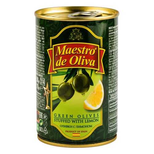 Оливки Maestro de Oliva с лимоном 300 г в Спар