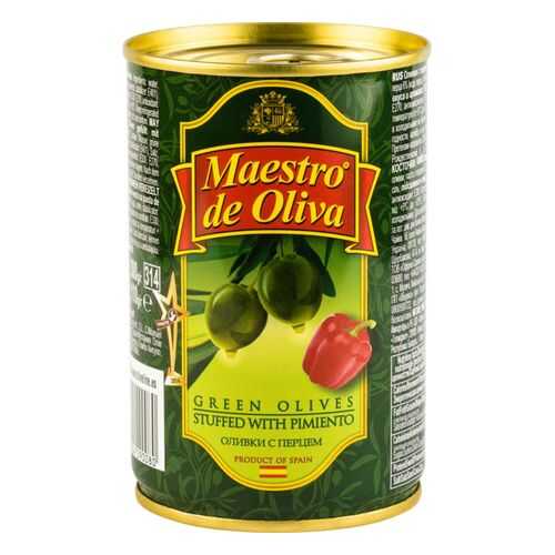 Оливки Maestro de Oliva с перцем 300 г в Спар