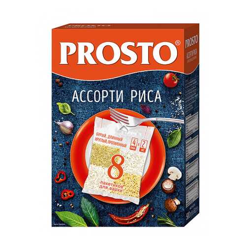 Ассорти риса Prosto бурый-длиннозерный-пропаренный-круглый 500 г в Спар