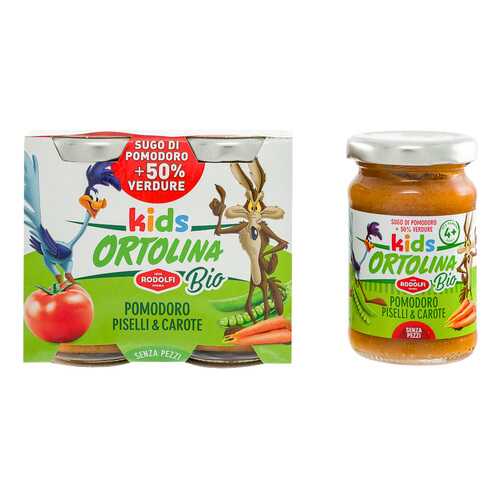 Соус Rodolfi Ortolina Kids Bio томатный с зеленым горошком и морковью 2 шт 100г в Спар