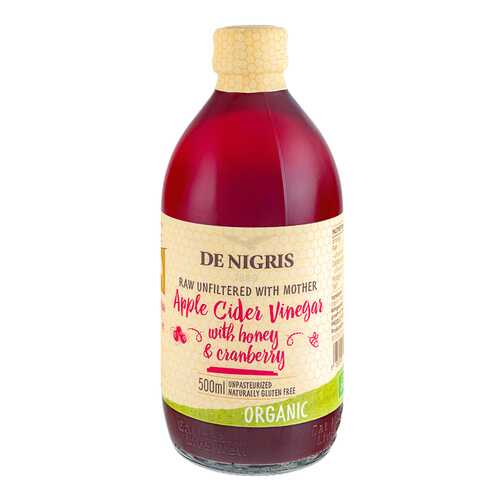 Уксус De Nigris Organic яблочный с медом и клюквой нефильтрованный 500 мл в Спар