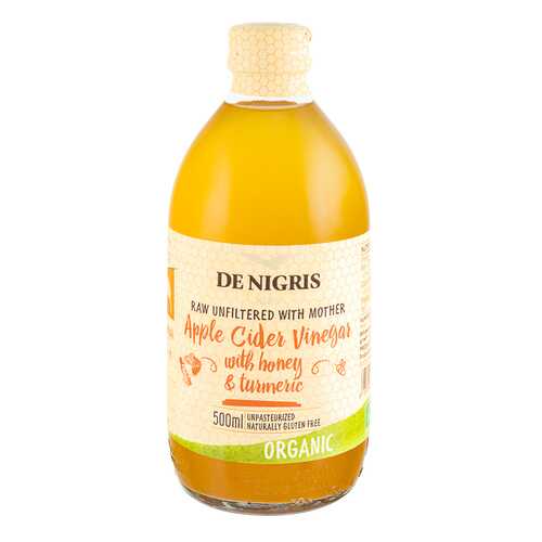 Уксус De Nigris Organic яблочный с медом и куркумой нефильтрованный 500 мл в Спар