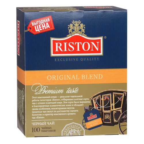 Чай черный Riston original blend байховый цейлонский мелкий 100 пакетиков в Спар