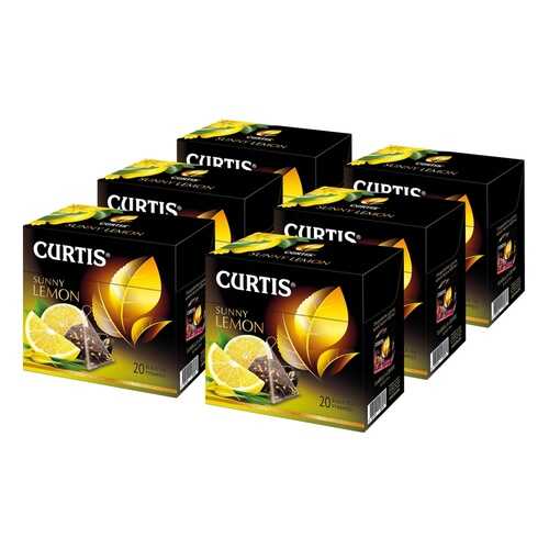Чай Curtis Sunny Lemon, чёрный с добавками, 20 пирамидок х 6 упаковок в Спар