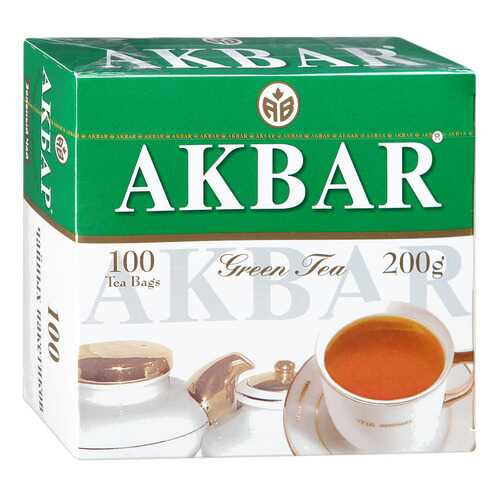 Чай зеленый Akbar green китайский 100 пакетиков в Спар