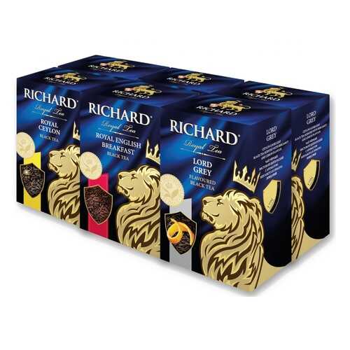 Набор чая Richard Royal Ceylon, Royal English Breakfast, Lord Grey черный листовой 6*90 г в Спар