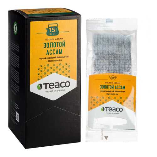 TeaCo Пакетированный черный чай на чайник Золотой ассам TEACO, 20 пак. по 4 г в Спар