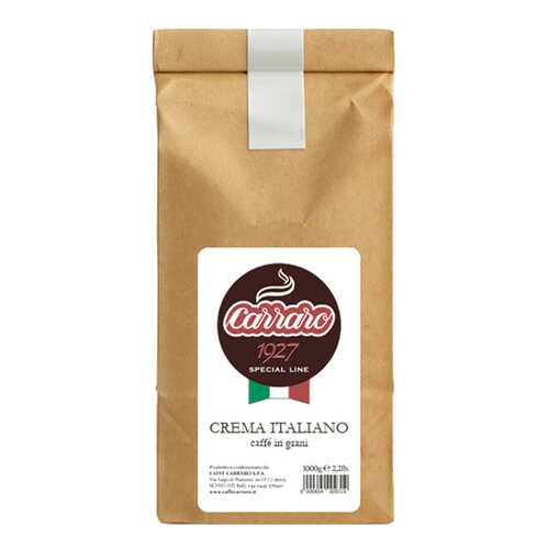 Кофе Carraro crema italiano зерновой 1 кг в Спар