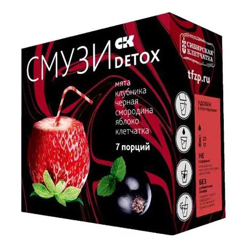 Смузи Сибирская клетчатка detox мята клубника черная смородина яблоко 84 г в Спар