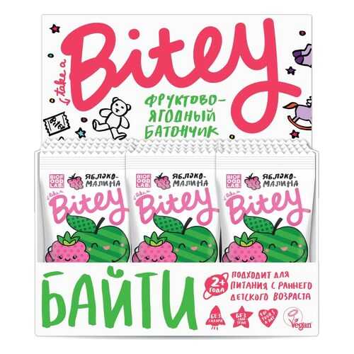 Батончик Bitey фруктово-ягодный яблоко-малина 25 г 30 штук в Спар