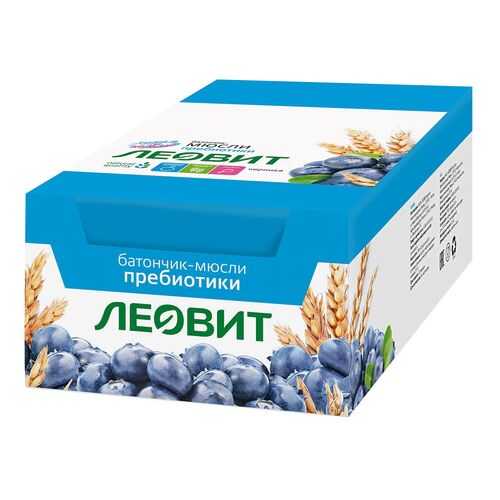 Батончик-мюсли Леовит с черникой и лютеином шоубокс 26 шт по 30 г в Спар