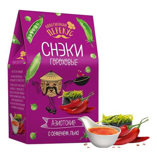 Снеки гороховые Полезный перекус с семенем льна азиатские 100 г в Спар