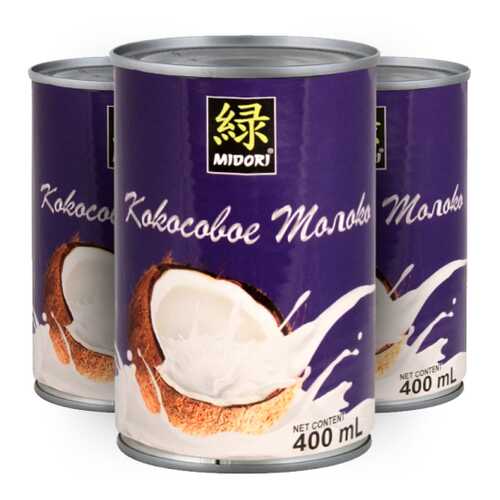 Кокосовое молоко MIDORI 18% 3х400 мл набор в Спар