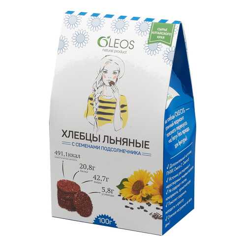 Хлебцы льняные Oleos с семенами подсолнечника 100 г в Спар