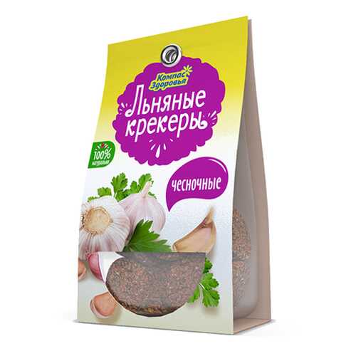 Крекеры льняные с чесноком Компас здоровья 50 г в Спар