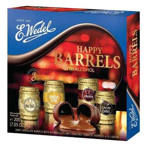 Ассорти шоколадных конфет E.Wedel happy barrels с ликером 200 г в Спар