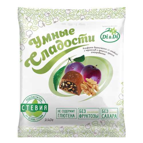 Конфеты со стевией Умные сладости с черносливом и грецким орехом глазированные 210 г в Спар
