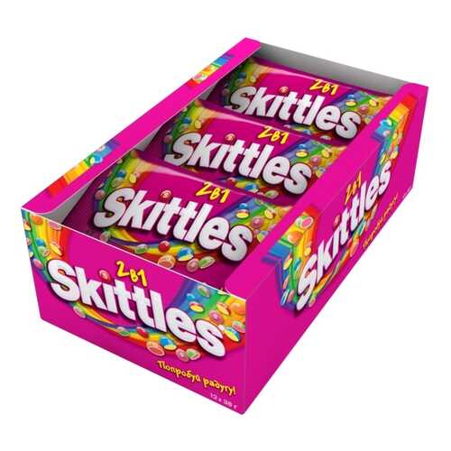 Освежающие конфеты Skittles 2в1 38 г 12 штук в Спар