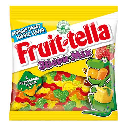 Мармелад Fruit-tella звери mix жевательный с натуральным фруктовым соком 150 г в Спар