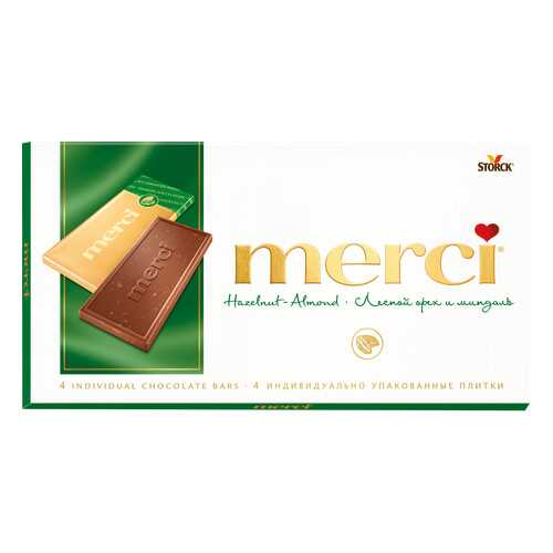 Шоколад молочный Merci с дробленым лесным орехом и миндалем 100 г в Спар