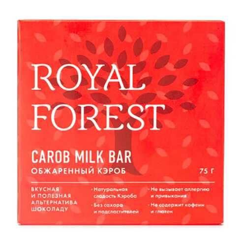 Шоколад Обжаренный кэроб Carob milk bar Royal Forest 75 г в Спар