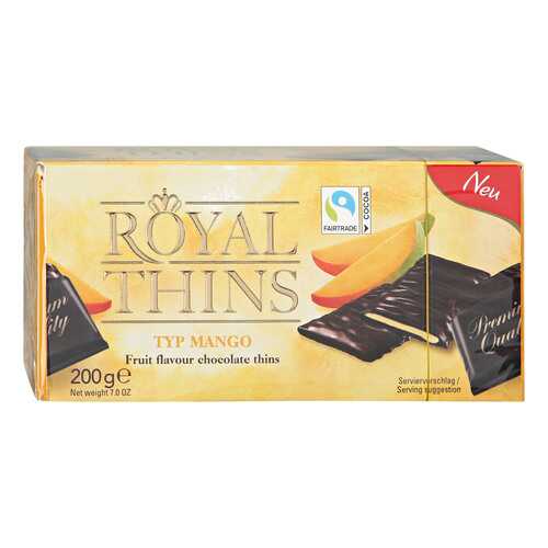 Шоколадные плитки Halloren Royal Thins темный cо вкусом манго 200г. в Спар