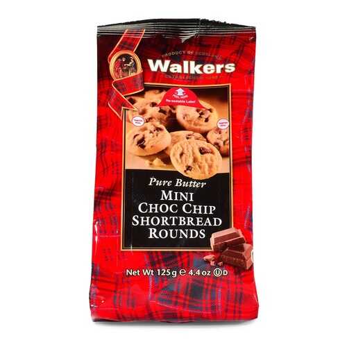 Мини-печенье Walkers Круглое и с шоколадной крошкой песочное 125 г Великобритания в Спар
