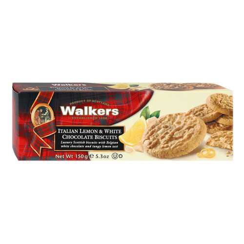 Печенье Walkers Итальянский лимон и белый шоколад 150 г Великобритания в Спар