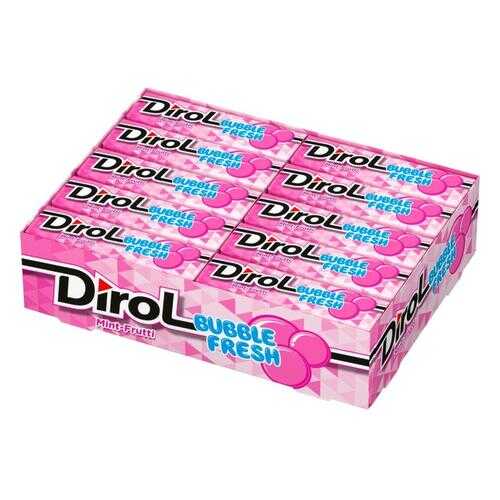 DIROL BUBBLE FRESH жевательная резинка мята фрукты 13,6г по 30 шт в Спар