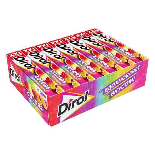 DIROL COLORS XXL жевательная резинка ассорти фрукты 19г по 18 шт в Спар