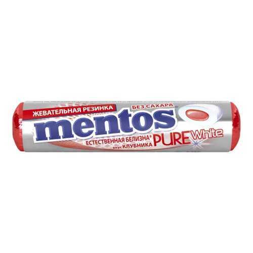 Жевательная резинка Mentos пьюр вайт клубника 15.5 г в Спар