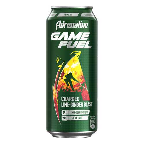 Энергетический напиток Adrenaline game fuel со вкусом имбиря и лайма ж/б 0.449 л в Спар