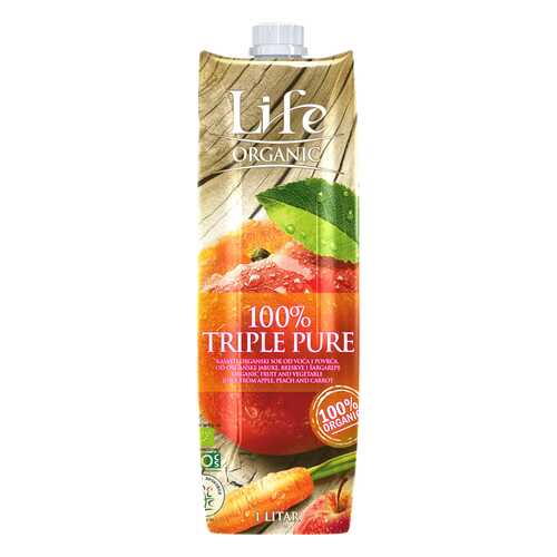 Сок Life premium яблочно-персиковый с добавлением морковного био organic 1 л в Спар